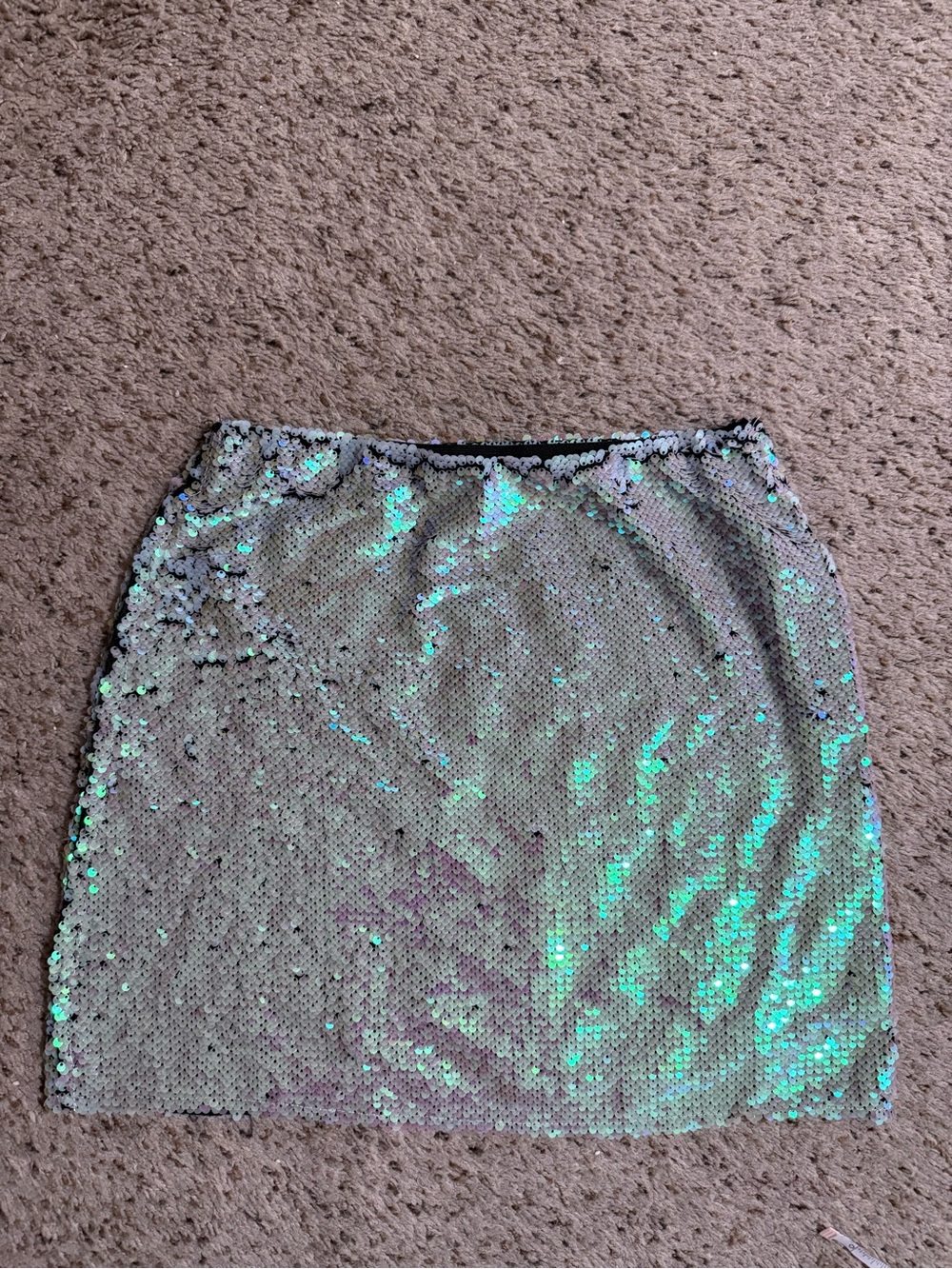 Zara Iridescent Mermaid Sequin Mini Skirt - Silver/Green